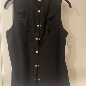 Nine West Black Ruffle Sleeveless Top